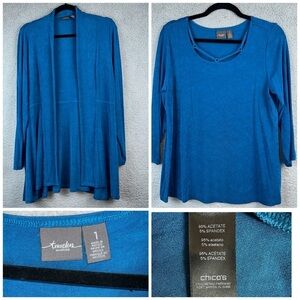 Chico's Travelers Classic High Low Jacket and Petite Ring Detail Top Size Medium